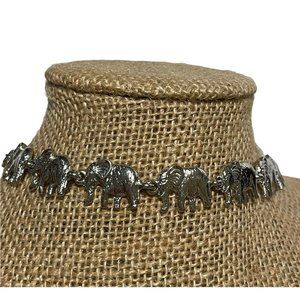 silver tone Interlocking elephant linked chain